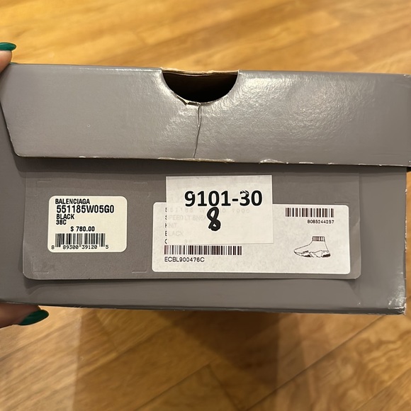 Balenciaga Speed Runner slip on sneaker with lime green sole. - Picture 6 of 6